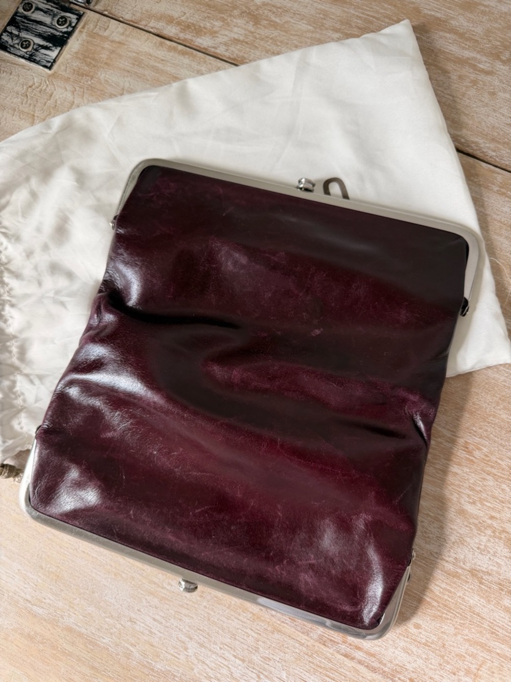 HOBO Leather Kiss-Lock Clutch in Burgundy - Picture 10 of 10
